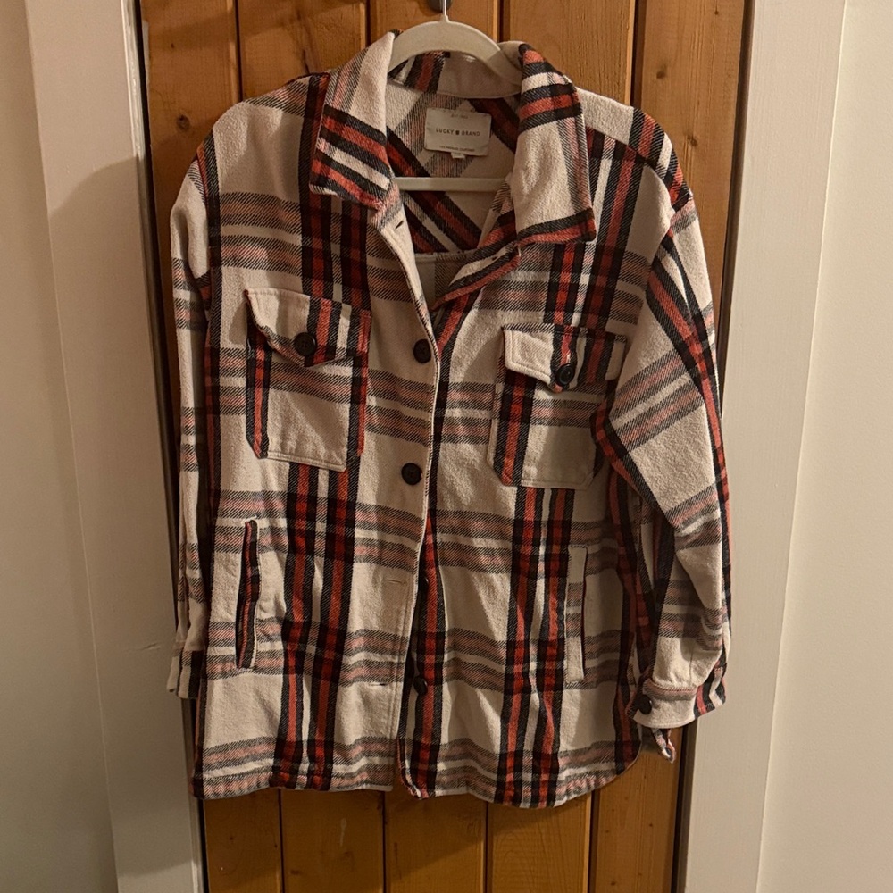 Women's Plaid Shirt Jacket “shacket”- Red and Black